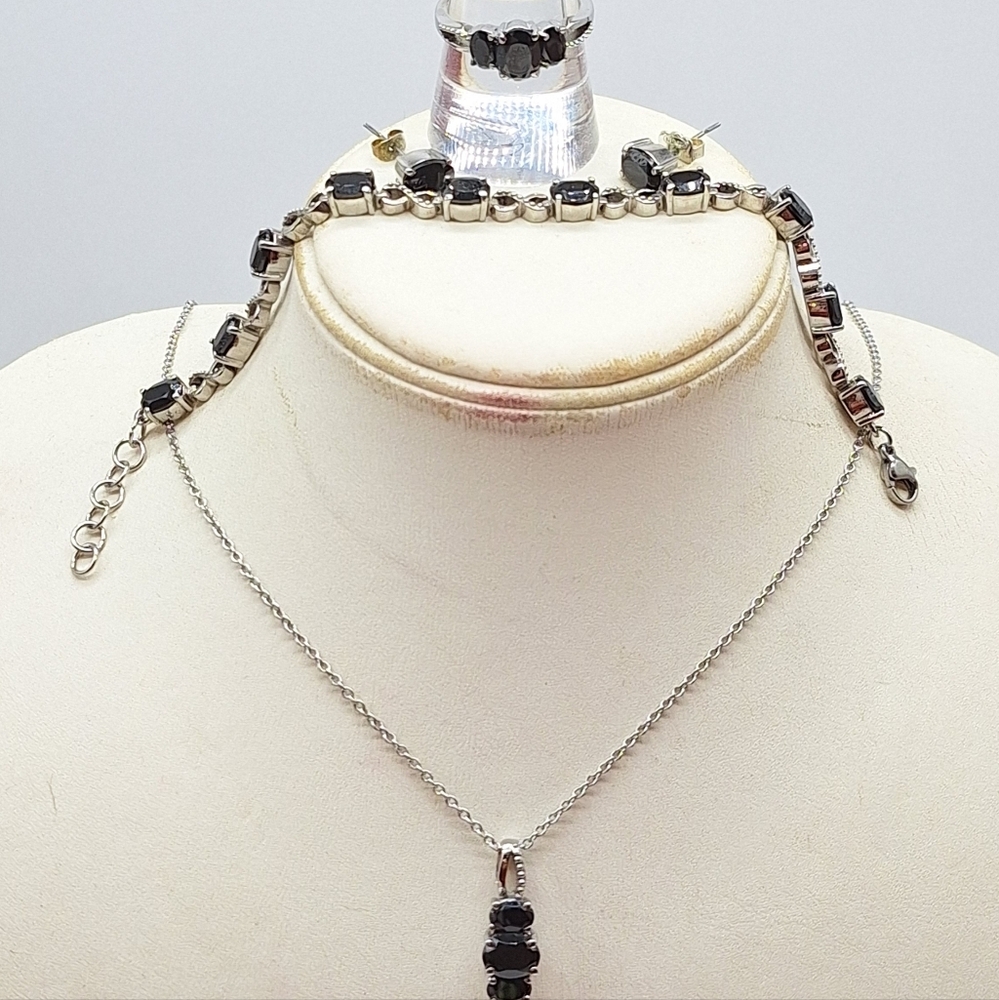 Genuine Black Spinel Jewelry‎ Set MB